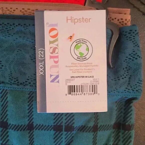 Joyspun Hipster 3 Pack Stretch Hipster w Lace Plaid Underwear Panties NEW sz XXX - Picture 3 of 4